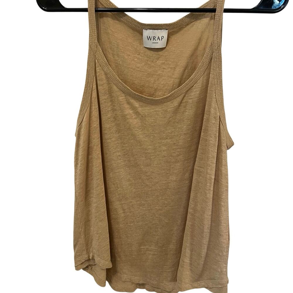 WRAP London Women's 100% Linen Tan Tank Top US Size 6 EUC Minimalist Chic